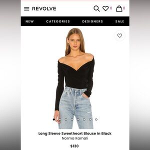Black long sleeve top from revolve. NormaKamali. Never worn. 130 on revolve